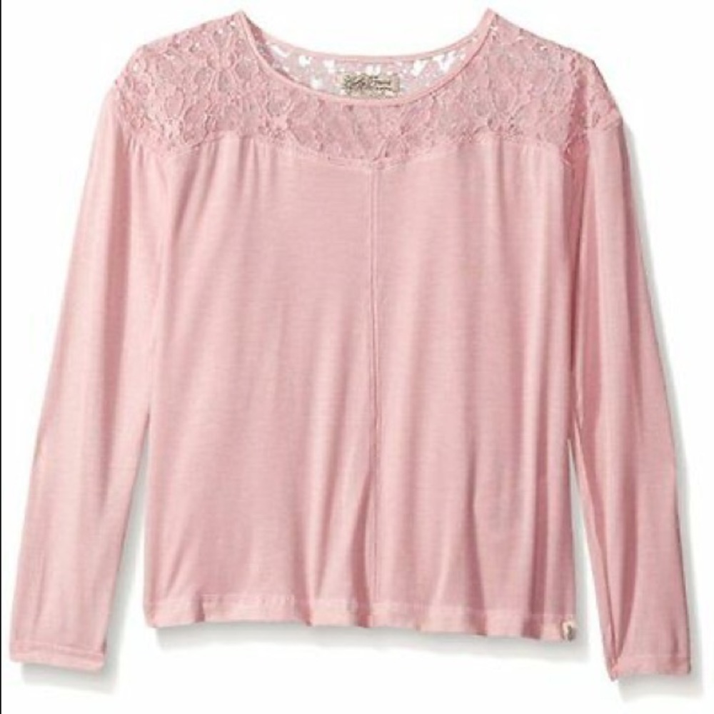 Lucky Brand Cameo Hayden Lace top pink size large